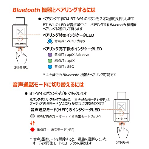 CREATIVE Creative BT-W4 Bluetooth トランスミッター USB オーディオ/チャット用アナログマイク付 aptX Adaptiveモデル HP-BTW4 の商品画像 7