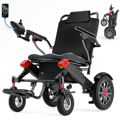 Image of Electric Wheelchair for Adults, 20.3 inch Wide Seat, Red,28-36