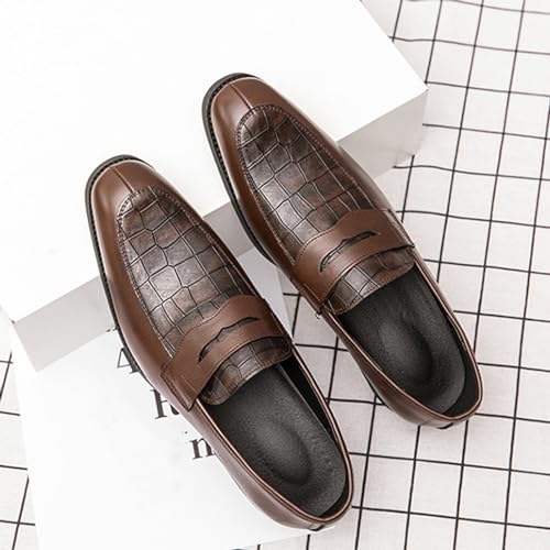 Men's Leather Printed Slip-On Dress Oxford Shoes Comfortable Round Toe Formal Business Loafers Moccasins Shoes for Men2