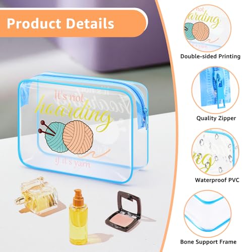 Image of Funny Gifts For Crocheting Gifts Makeup Bag Yarn Lovers Gifts Crochet Gift For Crochet Lover PVC Cosmetic Bag Christmas Birthday Gifts For Knitting And Crochet Beginner Crochet Lovers