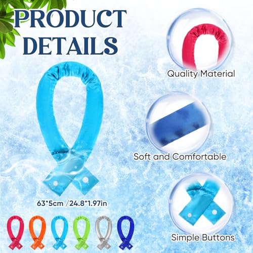 Image of Cozypower 6 Pcs Cooling Neck Wraps with Button Cooling Bandana Neck Cooler Scarf for Hot Weather Ice Neck Wrap Summer Outdoor