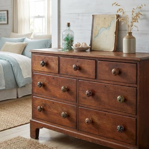 Image of Pack of 20 Brown Round Shiny Ceramic Dresser Knobs