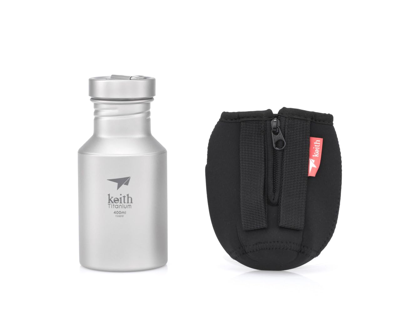 Keith Bouteille d'Eau en Titane Avec Bouchon à Baïonnette, Ti3032, 400ml – Gourde de Voyage Pour Eau, Thé et Café, Idéale Pour l’Hydratation en Plein Air, Camping et Randonnée (18.0x9.2x7.3)