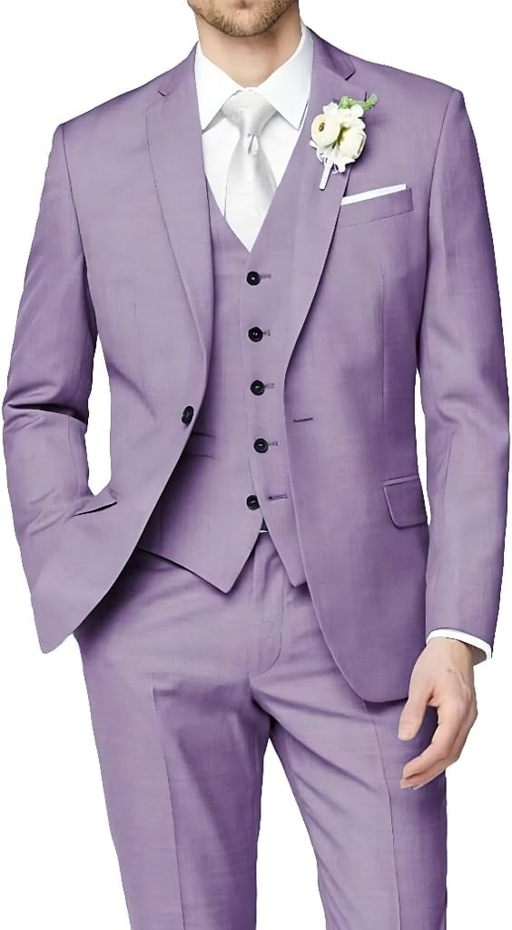 3 Piece Suits for Men Groomsmen Wedding Prom Formal Casual Groom Suit Jacket Blazer Pants Suit Set