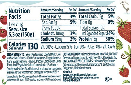 Icelandic Provisions Skyr Yogurts, Strawberry & Lingonberry, 5.3 oz - Thumbnail 2