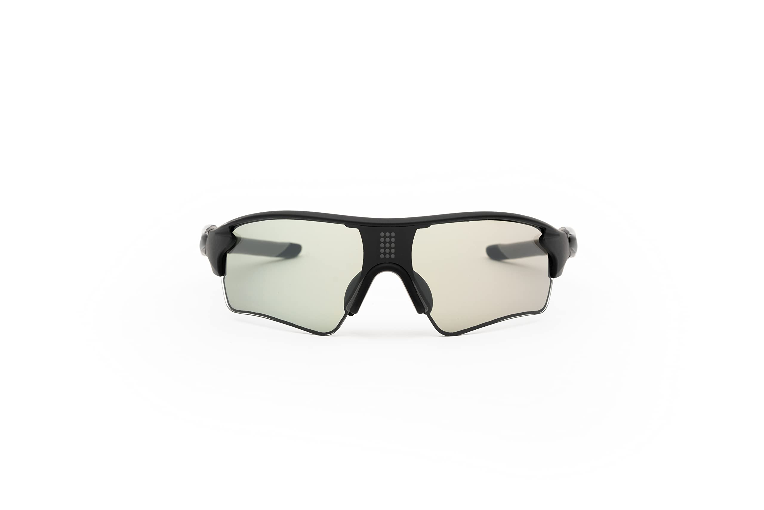 Wicue VR-1901 Occhiali sportivi E-Instant, lenti elettroniche fotocromatiche istantanee e polarizzate, montatura flessibile e anti-rottura, antiurto, nasello regolabile, senza batterie, Nero
