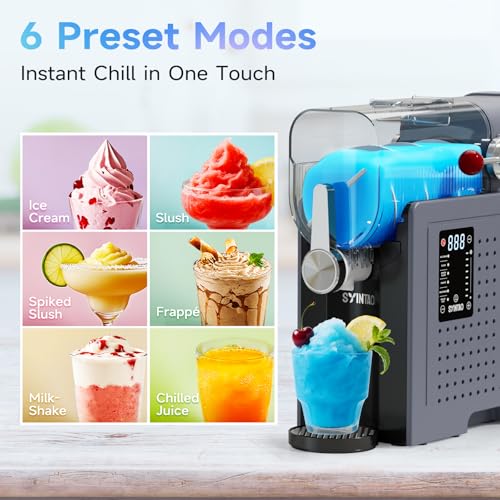Image of SYINTAO 2-in-1 Slushie & Soft Serve Ice Cream Maker, No-Ice-Needed Frozen Drink Machine with LED Display, 6 Preset Modes, Auto-Clean & Delay Timer - Gift for Family