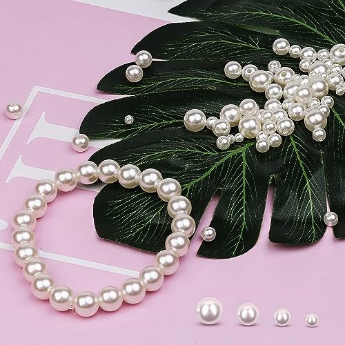 FIHODONE 2300PCS Pearl Beads,4/6/8/10mm White Beads Jewellery Making - Image 4