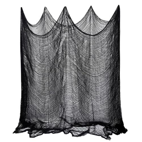Image of ZeeDix Halloween Black Creepy Cloth 80 x 200 Inch Giant Spooky Cheesecloth Halloween Decoration Scary Gauze Cloth for Party Supplies Haunted Houses Outdoor Yard Home Wall Doorways Decor