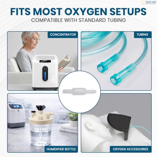 Image of Oxyllow Premium Swivel Connector -10 Count - 360 Rotating Design to Reduce Tube Tangle - Barbed Secure Fit for Leak-Free Oxygen Flow - Compatible with Major Respiratory Brands