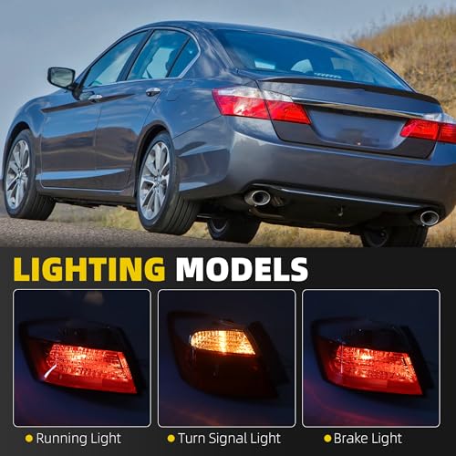 Image of Dasbecan Halogen Tail Light Assembly Compatible with 2013 2014 2015 Honda Accord Sedan EX LX Sport Rear Lamp Taillight Left Driver Side Replace#33550T2AA01 HO2804101