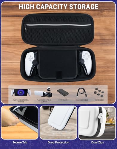 Image of Accessories Bundle designed for playstation Portal Case and Screen Protector Headphones Grip Case charge cable thumb grip and more enabling enhanced remote game play White Gift box Edition