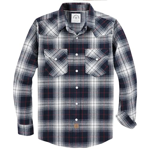 Dubinik® Herren Flanellhemd Flanellhemd Herren Kariert Western Cowboy Vintage Langarm Druckknöpfe Baumwolle Freizeithemden