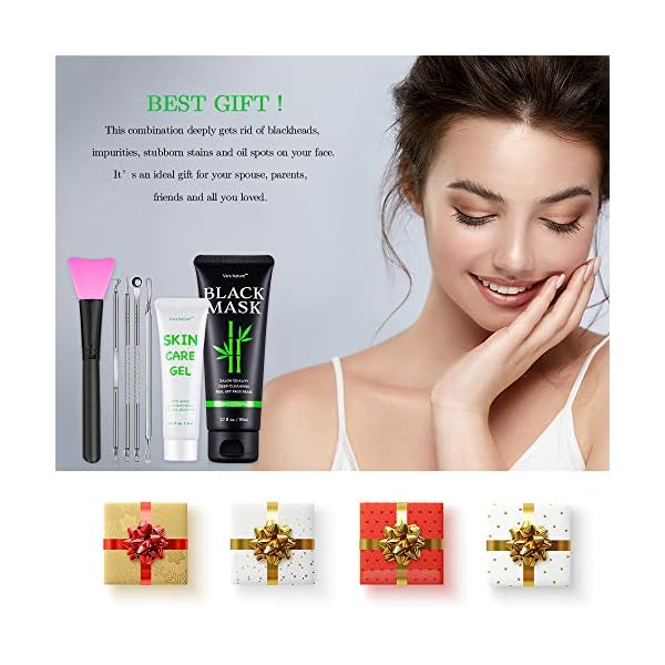 Blackhead-Remover-Mask-4-in-1-Charcoal-Peel-Off-Face-Mask-Skin-Care-Gel-Extractor-Tools-Silicone-Brush-Deep-Cleansing-Peel-Mask-Blackhead-Mask-Kit-Vara-Nature Vara Nature Blackhead Remover Mask 4-in-1 | Charcoal Peel Off Face Mask & Skin Care Gel & Extractor Tools & Silicone Brush | Deep Cleansing Peel Mask | Blackhead Mask Kit