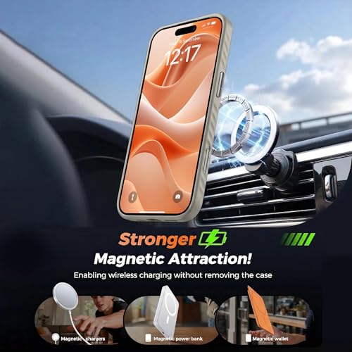 Image of KARWAN Slim Shockproof Back Case Cover Compatible with iPhone 16 Pro,Dual Layer Armor Protection with Matt Finish, Heavy Duty Cover with Magnetic MagEase Wireless Charging (Grey)