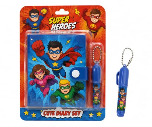 Image of AK-Store Cartoon Pocket Diary with Pen, Writing Notebook for Kids Boys Girls, Cartoon Stationery Set for Students Children Birthday Return Gift (Superhero)