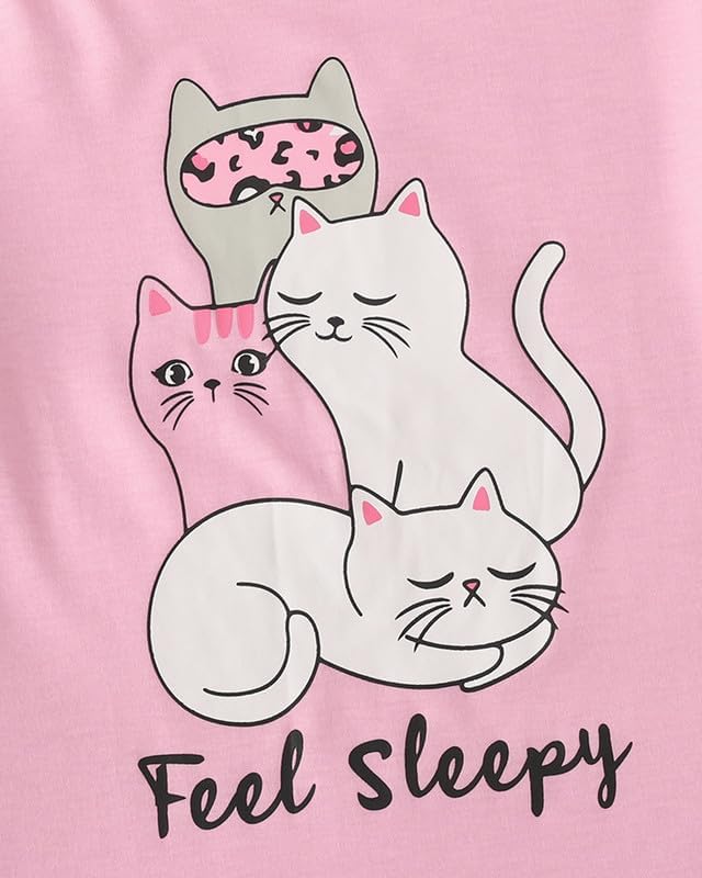 MyFav Big Girls Summer Pajama Set Heart Shape Printed Cute Sleepwear Shorts - Image 9