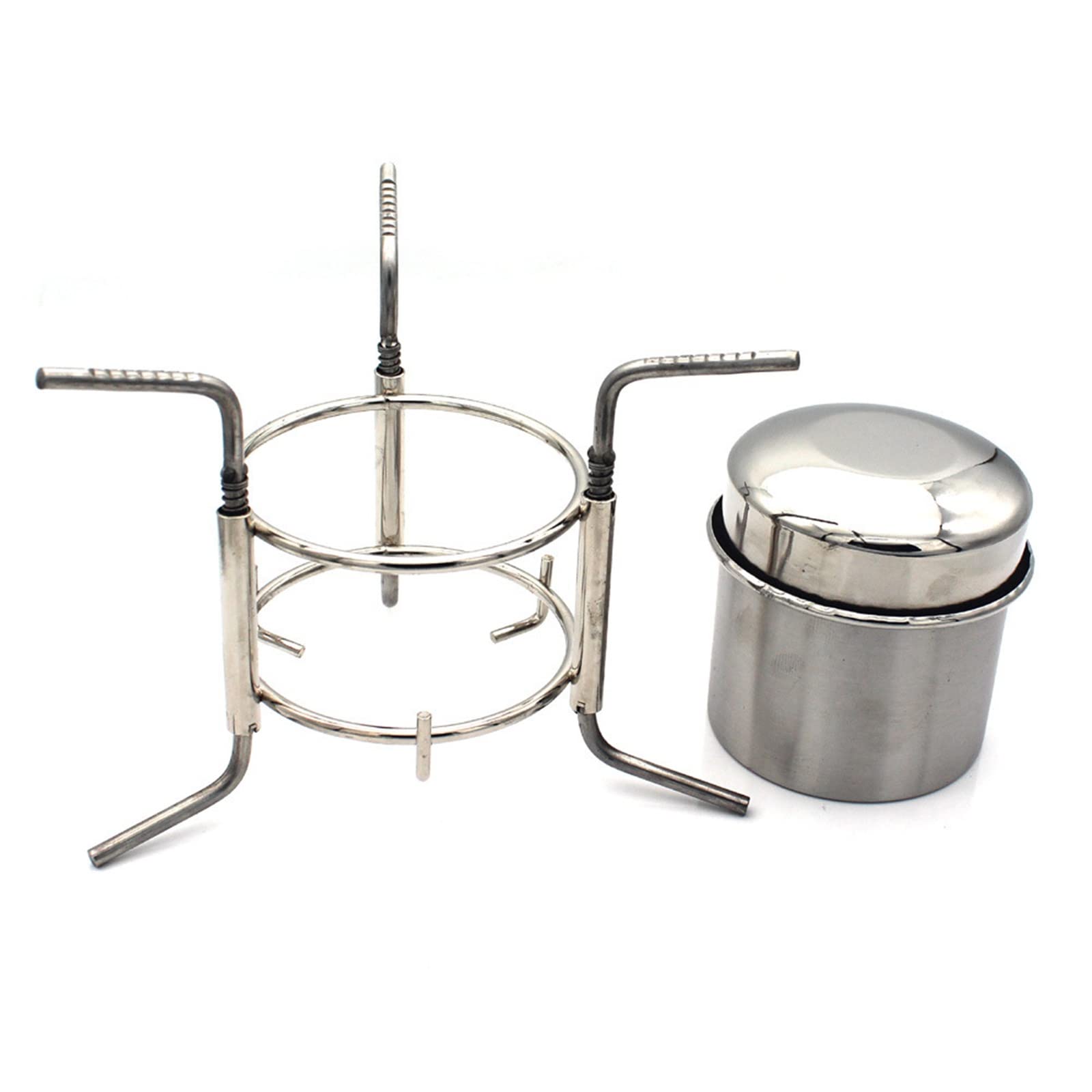 Mini Four à brûleur à Alcool Liquide Ultra-léger en Acier Inoxydable Portable avec Support de Support pour Sac à Dos, Pique-Nique, randonnée, Camping, Survie