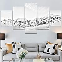 SIGNWIN 5 Panel Canvas Wall Art Modern Art Expressive Landscape Modern Mountain Top Multicolor Photography for Home Decorations Ready to Hang - 60