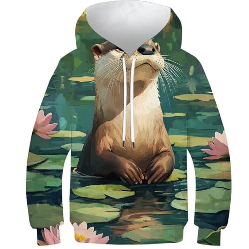 Sweat loutre 3D pull à capuche enfant cadeau original 8-10 ans