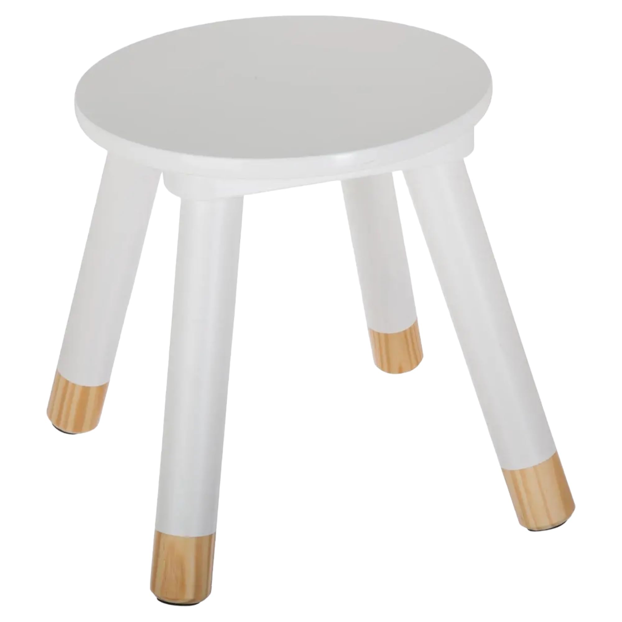 Taburete de Madera Infantil Redondo Diseño Nórdico Blanco Ø 24 x 26 cm
