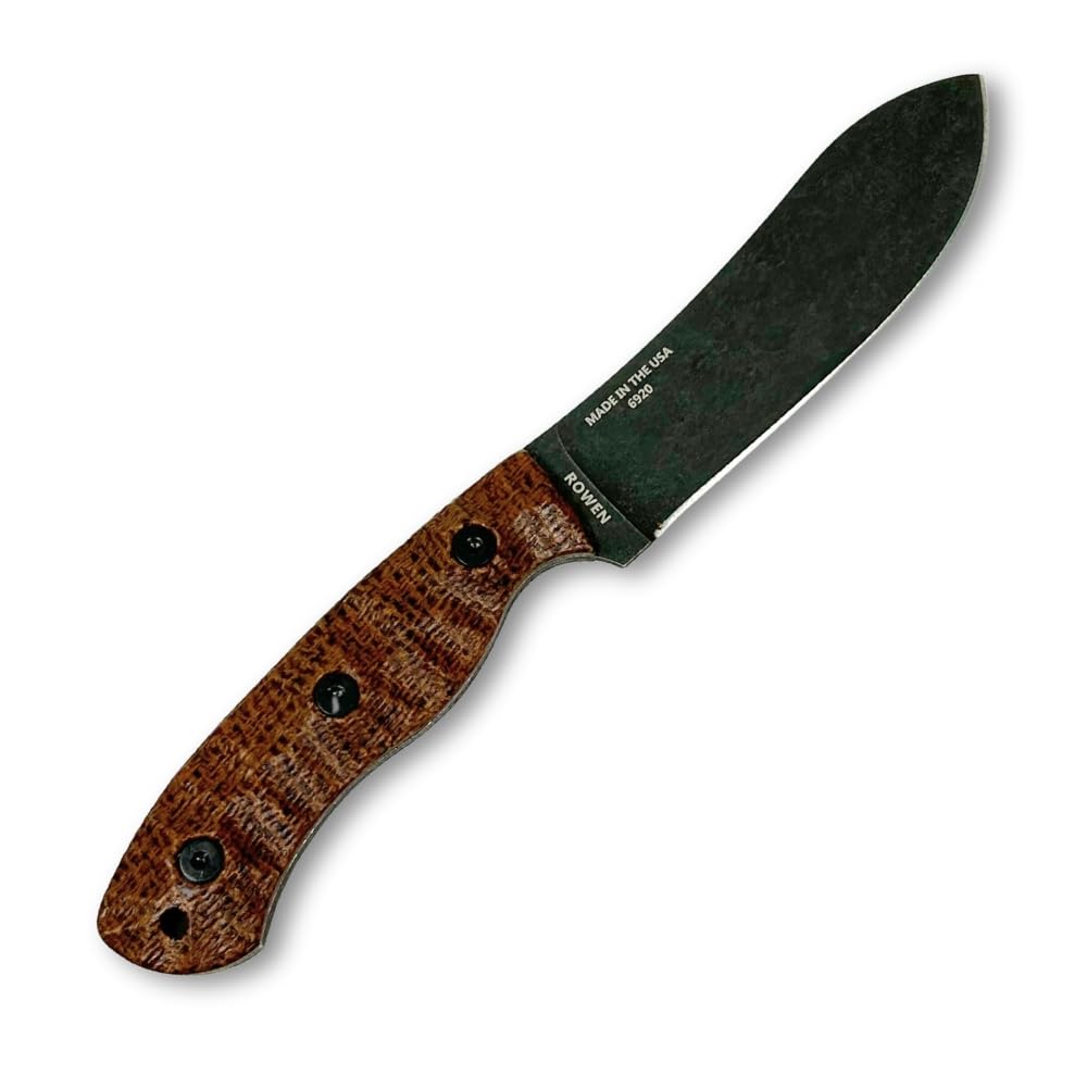 ESEE James Gibson Designed JG5 Nessmuk Fixed Blade Knife w/Sculpted Micarta Handles, Black Oxide Finish, and Brown Leather Pouch Sheath (Brown Sculpted Burlap Micarta)