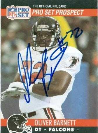 Autograph Warehouse20052 Oliver Barnett Autographed Football Card Atlanta Falcons 1990 Pro Set No. 723