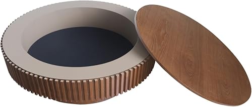 Miniatura 5 de KEVINSPACE Mesa de centro redonda de 39.37 pulgadas para sala de estar, mesa de café redonda de madera con almacenamiento mesas de centro para sala