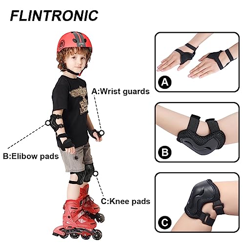flintronic Kids Knee Pads Elbow Pads Wrist Guards set, 6 in 1 Protective Gear Set, Comfortable & Easy to Install Scooter, Skateboard, Bicycle, Inline Skating Protective, for Kids 3-12 Years - Image 3