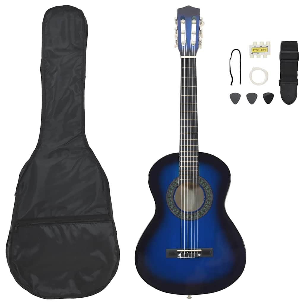 VidaXL - Juego de guitarra clásica para principiantes (8 unidades, 1/2, 34"), color azul