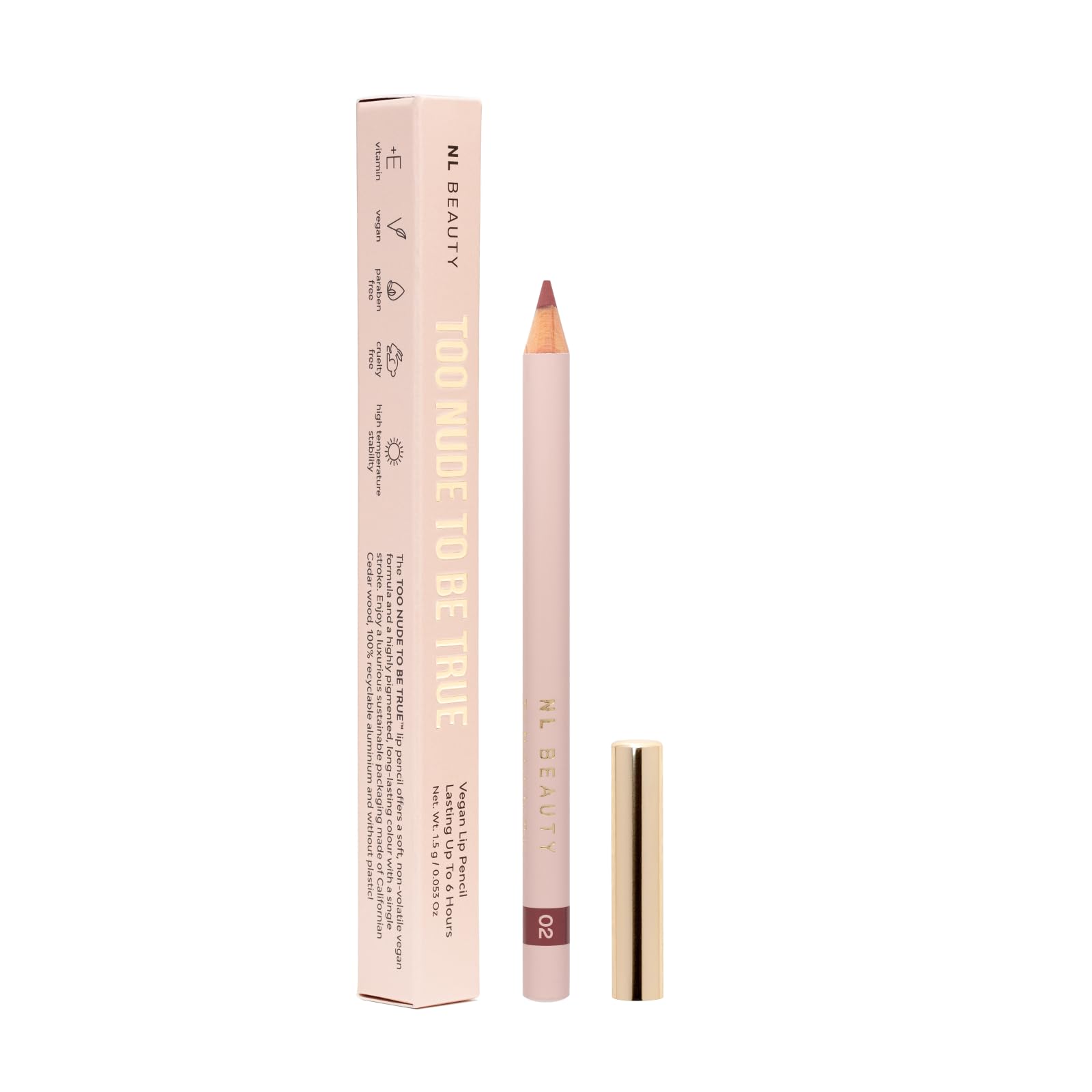 NL Beauty No. 02 WILD 1,5 g. – Long-Lasting Lipliner – Delineador de Labios de Larga Duración enriquecido con Vitamina E - TOO NUDE TO BE TRUE