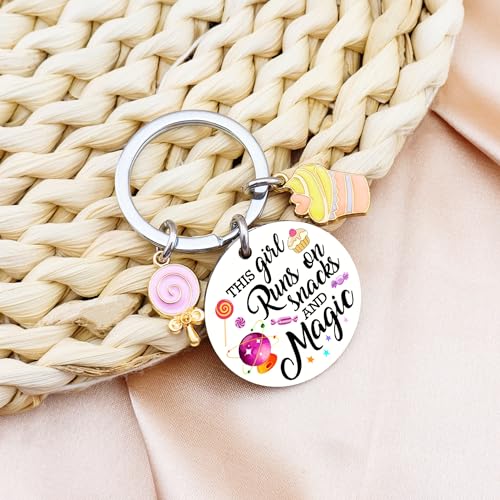 Cute Keychain Gifts For 18 Year Old Girls Women Teen Girl Birthday Gifts Trendy Stuff Funny Little Girls Keychain Charms Jewelry Christmas This Girl Runs On Snacks And Magic4