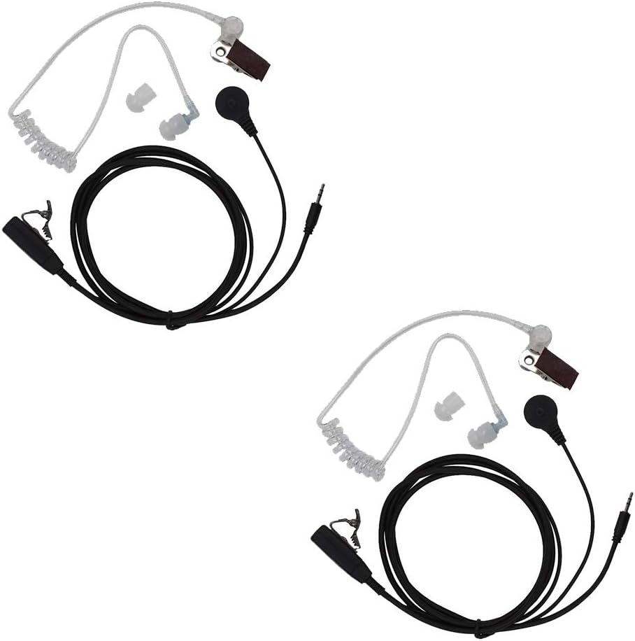 Caroo Walkie Talkie Headset 1 Pin Covert Acoustic Tube Earpiece with Mic Compatible with Cobra CXT195 CX112 ACXT1035r ACXT145 ACXT545 PX655 RX385 RX685 Two Way Radio Accessories 2 Pack