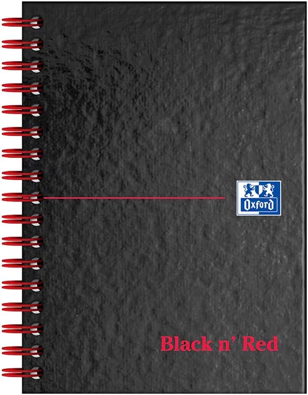 Oxford Black n' Red A6 Wirebound Hardback Notebook - Black