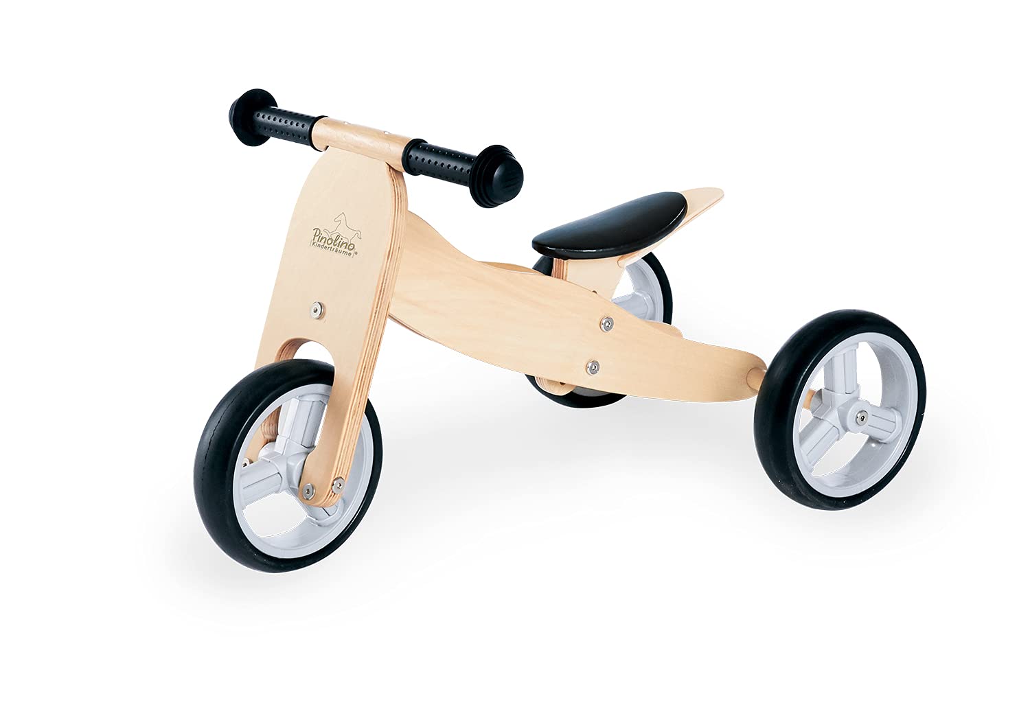PINOLINO Andador para Bebé 'Charlie', de madera, convertible en 4 posiciones, sillín regulable en altura en 6 posiciones, para niños a partir de 1,5 años, naturaleza