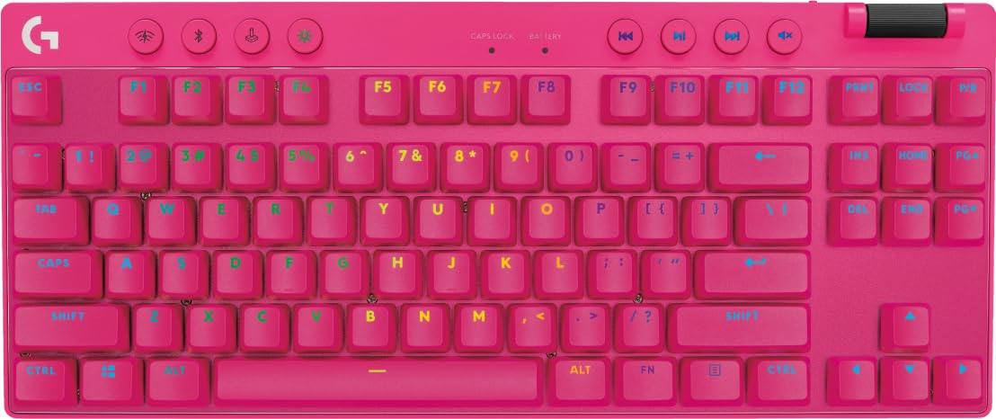 Logitech G PRO X TKL LIGHTSPEED tastiera gaming wireless, design ultraportatile senza tastierino numerico, LIGHTSYNC RGB, tasti PBT, switch tattili (GX Brown), US International QWERTY, PC - Magenta