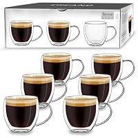 Creano doppelwandige Espresso-Gläser mit Henkel, 6er-Set 100ml, Mokkatassen, Thermo-Gläser mit Schwebe-Effekt – Ansicht 1
