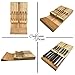 CALIFORNIA PICNIC Drawer Knife Block | Modern Black Bamboo Knife Holder for 12 Knives with Sharpener Slot