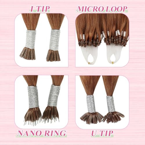 Image of YoungSee Copper U tip Hair Extensions Copper Utip Hair Extensions Human Hair Colored U Tips Human Hair Extension Easy to Apply 14 Inch 50 Strands 50G