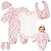 22 inch Reborn Baby Doll Clothes Pink Printed Outfits 5Pieces Set Fit for 20'-22' Reborn Dolls Baby Girl Matching Clothes