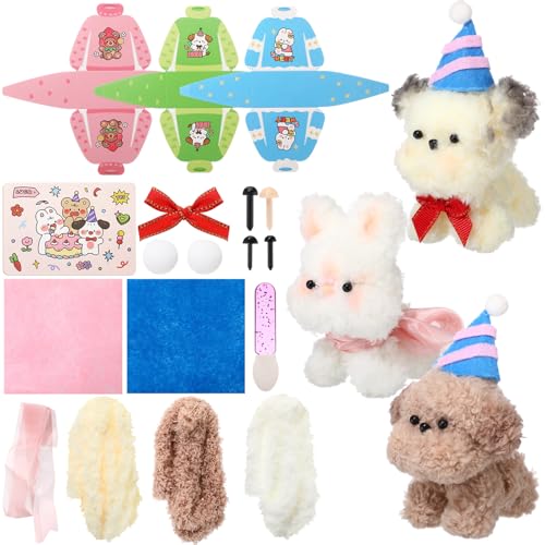 Foilswirl 37 Pcs Pipe Cleaners Crafts 3 Sets DIY Party Doll for Birthday Cute Jumbo Coral Fleece Fuzzy Pipe Cleaners with Cards Gift Boxes DIY Projects Supplies Decoration