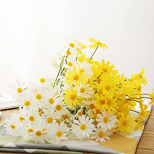 Xiyuan 15 Bundles Artificial Daisy Flowers 21" High Small Daisy Artificial Flower Outdoor Silk Flowers Fake Wildflowers Faux Greenery Shrubs Plants With - For Wedding Decoration Home Decoration #TOP6