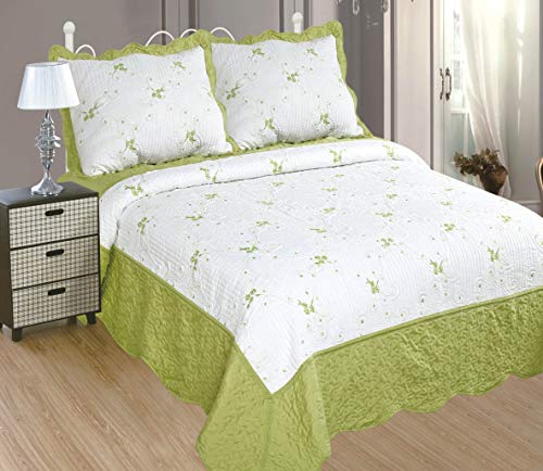 Colcha de Cama de Cosida, Bordada y Moderna Llevan Fundas de Almohada 50x70+5cm (O-2611, Cama 135)