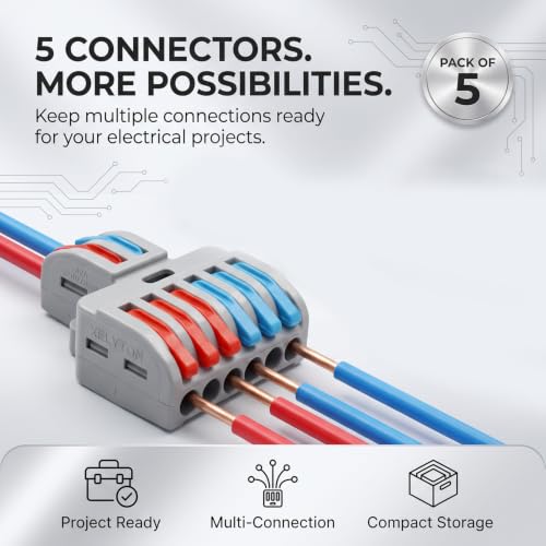 Image of XELYTON Wire Clip Connector, Universal Connection Terminals, Circuit Inline Splices Electric Connectors, Quick Connect & Freely Assemble Electrical Splicing Kit for Compact (2 in 6 Out, 5)