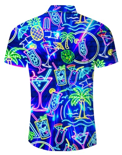 Fanient Mens Hawaiian Shirt Summer 3D Print Casual Short Sleeve Button Down Graphic Aloha Dress Shirts2