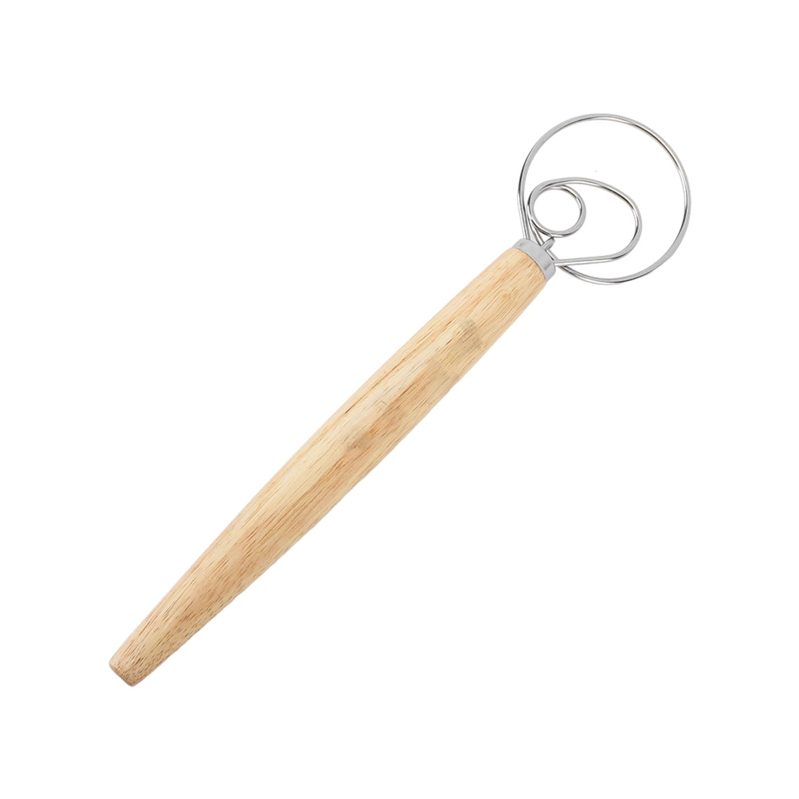 Frusta danese per impasto, strumento per frustare il pane a mano, singolo o doppio, frusta danese per impasto, gancio in legno, gadget da cucina Halatua