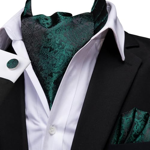 Image of Dubulle Paisley Floral Ascot for Men Self Tie Mens Cravat and Pocket Square Cufflinks Wedding