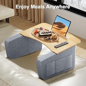 Tv tray for eating on couch with tablet and phone slot bed table tray for eating and laptop with arm rests working writing in bed couch floor  urban country home decor