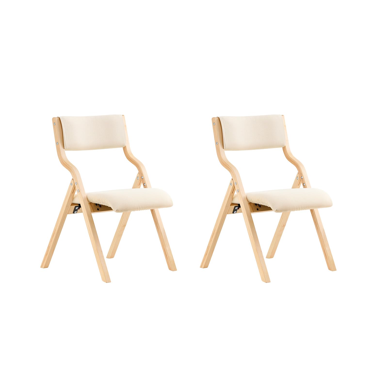 SoBuy Chaises Pliantes Tapissées Lot de 2, Chaise de Réunion en Bois avec Assise Rembourrée, Chaise Bureau Chaise Pliable Portable pour Cuisine, Bureau, Salon, Économie d'Espace Blanc FST40-Wx2