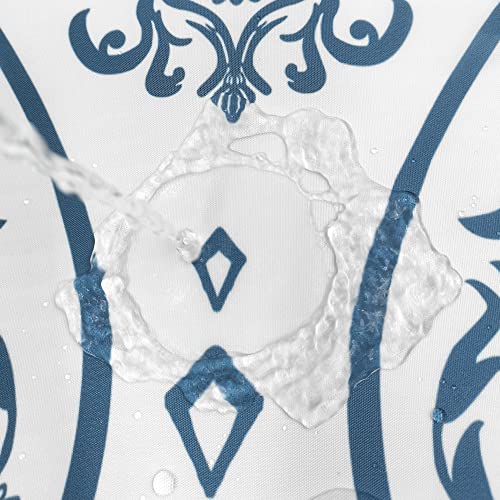 Sumgar Boho Damask Flowers Shower Curtain Blue And White, Retro Ogee Pattern Bathroom Curtains, Classic Paisley Totem Moroccan Beach Fabric Shower Curtains Set With Hooks 72X72 Inches #TOP5